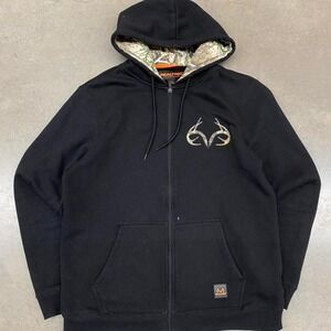 Realtree Black Camo Hoodie Size L Men's Hunting Pullover